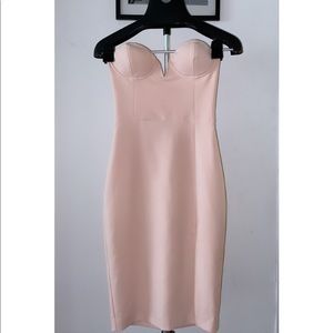 BEBE PINK STRAPLESS DRESS